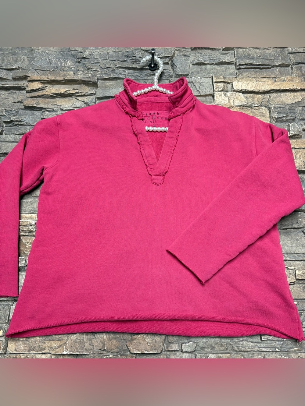 Frank and Eileen Patrick Vintage Jersey Popover Henley Pink Berry Large